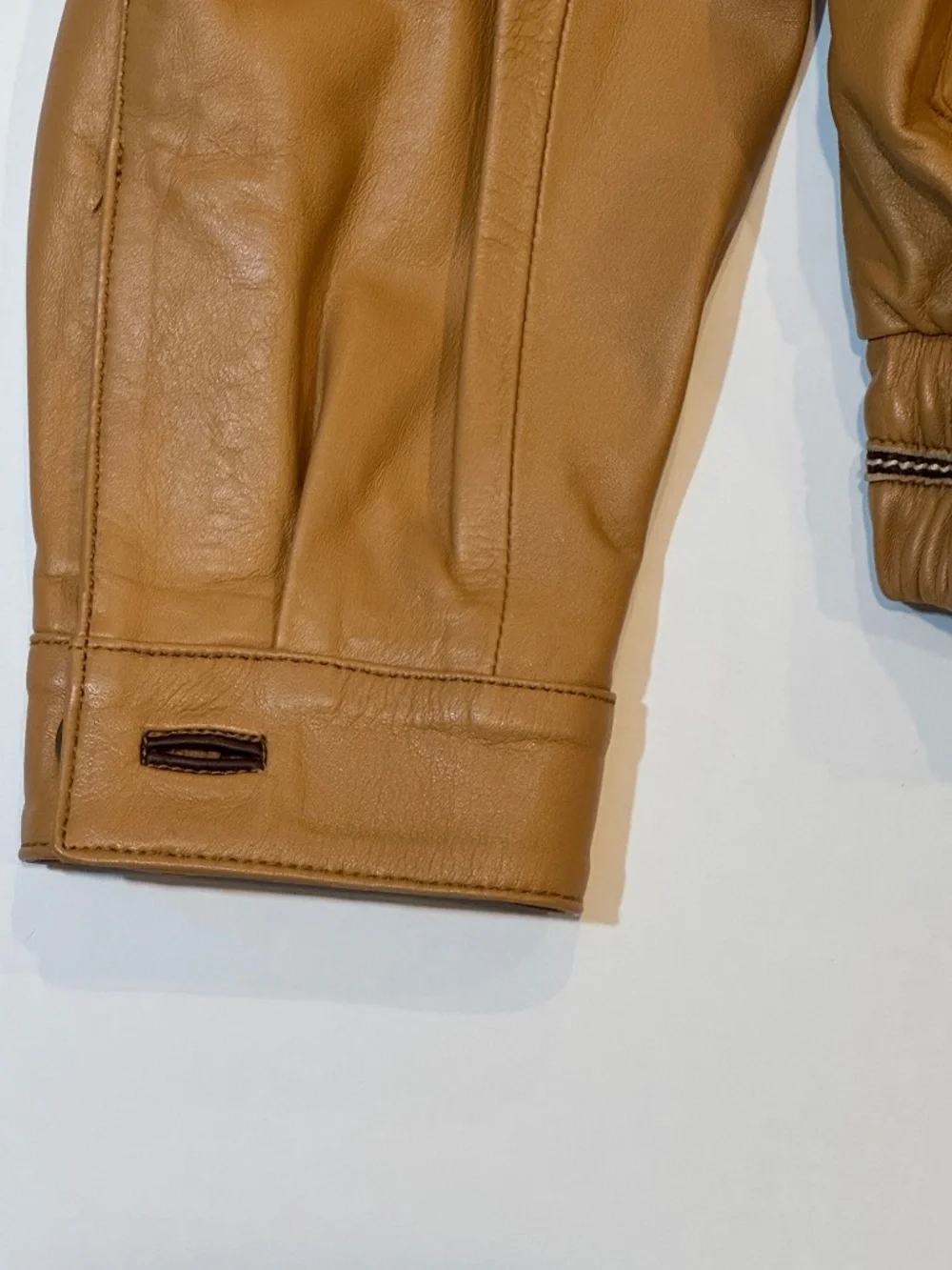 Vintage Munper Leather Jacket Mens Bomber Tan Lambskin Made In Spain 11311